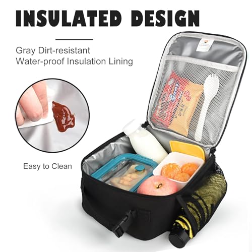 CaCTOUR Lunch Box for Men Women Adult,Premium Insulated Lunch Bag,Portable Small LunchBox for School Work Picnic (Black) - color: A-Black