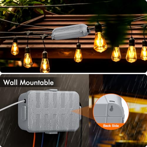 RESTMO 5-Piece Outdoor Waterproof Electrical Box Set – 12.5" x 8.5" x 5" Large & 7.1" x 2.3" x 2.3" Small, Weatherproof Boxes for Power Strip, Outlet, Plug, Socket, Timer, Holiday Light, Light Gray - color: Light Gray