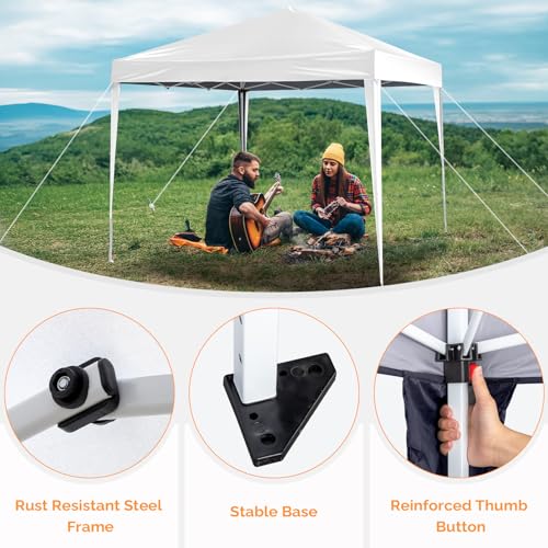 VINGLI 10x10 Pop Up Canopy Tent, Outdoor Tent Canopy Foldable Portable Canopies for Camping, Patio, Parties, EZ Up Gazebo Canopy with Carry Bag (White) - color: White, size: 10x10