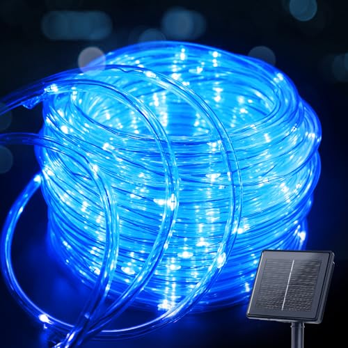 Brightown Solar String Lights Outdoor, 39FT 100 LED Rope Lights Solar Powered with 8 Lighting Modes, Waterproof Solar Patio Lights, Solar String Lights for Outside Tree Yard Halloween Decoration, Blue - color: Blue, size: 100 LED