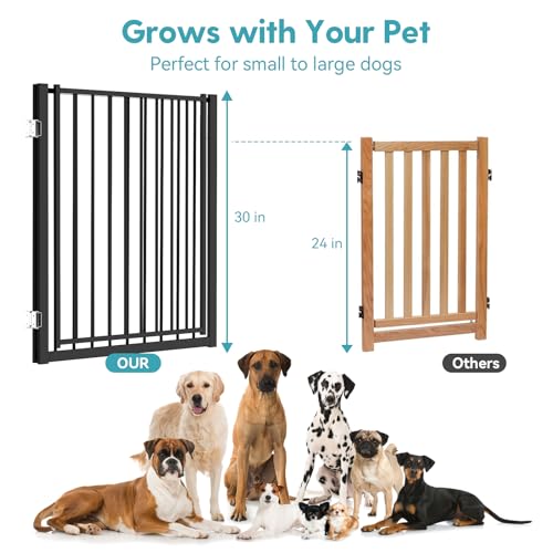 No Pawblems Free Standing Dog Gate, 30" Tall Foldable Dog Fence for Indoor, Up to 52 Inch Extra Wide Puppy Gate Extension for Stairs, Hallways, Doorways, Deck, Yard (Black, 2 Panels) - color: Black, size: Up to 52" W, 2 Panels