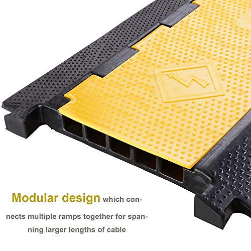 Reliancer 5 Channel Rubber Cable Protector Ramp Traffic Speed Bump 18000lbs Capacity Heavy Duty Cable Protective Cover Ramp Driveway Hose Cord Track Protector Wires Concealer w/Flip-Open Top Cover - size: 1 Pack 5-Channel