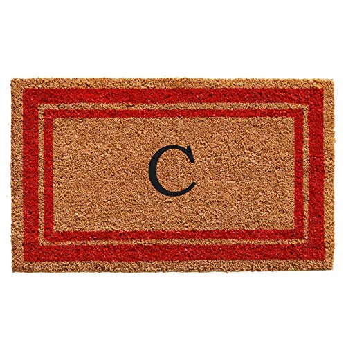Calloway Mills 153031830C Red Border 18" x 30" Monogram Doormat, (Letter C) - color: Letter C, size: 1'6" x 2'6" (yes)