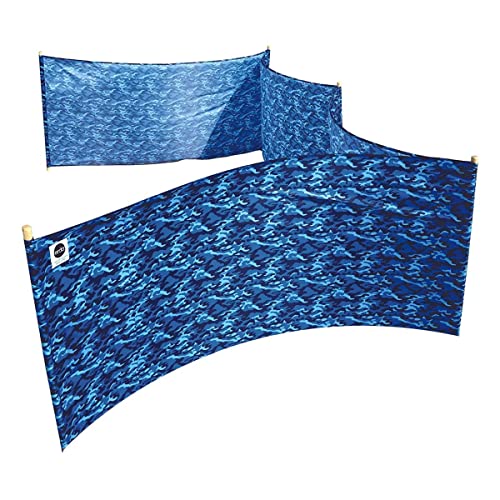 Ocean Camo Pro Beach Recycled Polyester Rip-Stop 20 ft Lightweight Windscreen, Privacy Screen, Wind Blocker, Free Matching Shoulder Bag (NEW Mahogany Wood Poles)