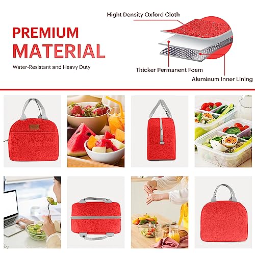 Lunch Bag for Women & Men Adult Insulated Lunch Box, Small Leakproof Cooler Food Lunch Containers Reusable High Capacity Lunch Tote Bags for Work, Travel, Outdoor (Red) - color: Red