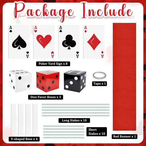 Casino Theme Party Decorations, Giant Poker Yard Sign with Large Casino Dice Boxes, Wonderland Lawn Sign for Poker Themed Party Decorations, Magician Birthday Decor Supplies