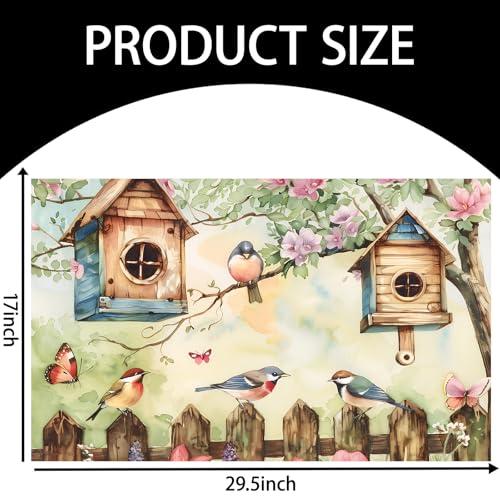 Birdhouse Garden Indoor Door Mat for Entryway, 17x29.5 Inch, Colorful Birds and Blossoms Floor Doormat for Home Decor, Non-Slip Rug Mat for Living Room, Kitchen, Bedroom, Gifts for Bird Lovers - color: Color84