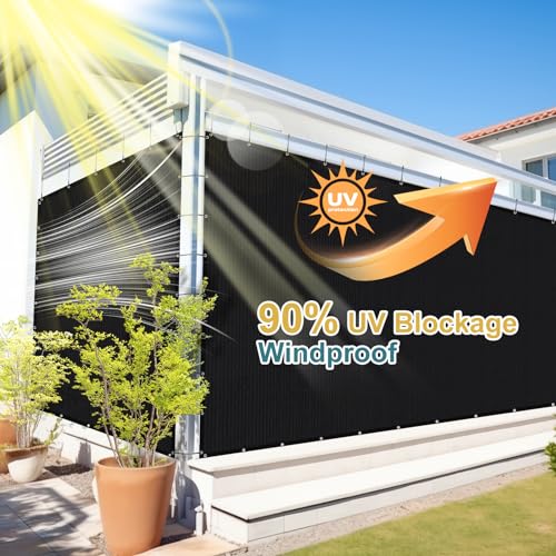Shade&Beyond Customized Size 90% Sun Shade Cloth with Grommets, 06' X 10' Pergola Shade Cover Canopy, Mesh Tarp Sun Screens for Patio, Outdoor, Garden, Backyard, Black, GN06 - color: Black, size: 0 6' X 1 0'
