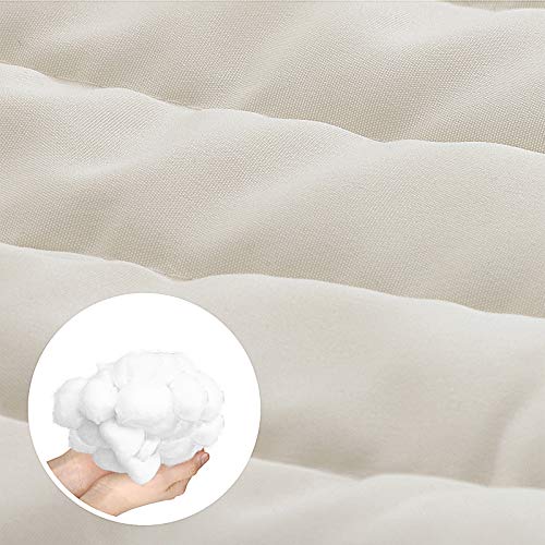 SONGMICS Hammock, Quilted Hammock with Curved Bamboo Spreaders, Pillow, 78.7 x 55.1 Inches, Portable Padded Hammock Holds up to 495 lb, Cream and Beige UGDC34BE - color: Cream + Beige