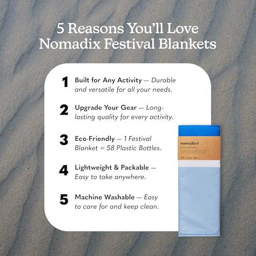 Nomadix Festival Blanket - Perfect for Picnics, Camping, & Lawn Seating - Plush Top & Water Resistant Base - Made with Post Consumer Recycled Materials - Stripes Retro - 60x72 in - color: Stripes Retro