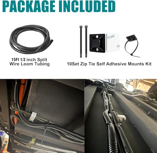1/2 Inch Wire Loom Split Tubing - 15 ft Cord Protector Electric Wires Covers, Automotive Wire Flexible Conduit, Plastic Wire Cover with Cable Zip Tie (1/2"-15ft) - size: 1/2"-15ft