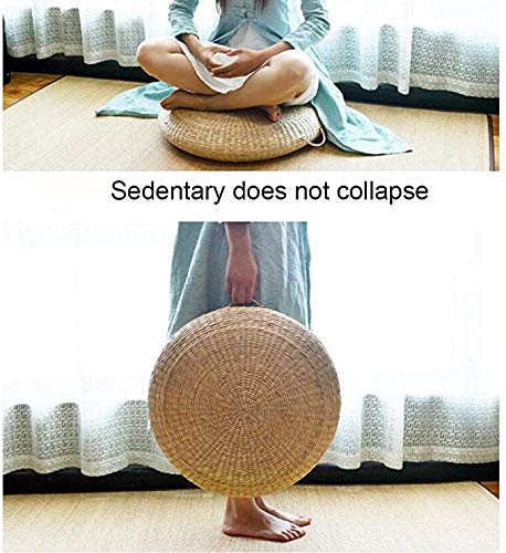Futon Seat Cushion,Natural Straw Woven Floor Pillow Outdoor,Round Tatami Floor Cushion Sitting,Handmade Meditation Cushion,for Yoga Room (Diameter 70cm(28inch),Beige) - size: Diameter 28 inch