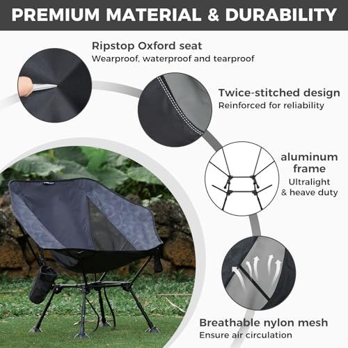 ATEPA UFO3.0 Ultralight Backpacking Chair, 330 lbs Heavy-Duty Aerospace Aluminum Folding Camp Chair with Hexagon Ergonomic Seat Anti-Sink Feet, Compact Portable Outdoor Gear for Hiking Fishing, Black - color: Black Pro- 1 Pack