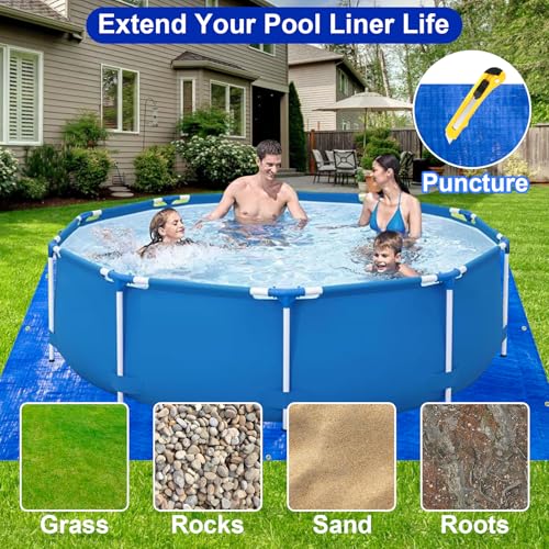 succulentlovers 17FT Double Sided Pool Floor Mat - Square Pool Liner Pool Pads for Above Ground Pool Heavy Duty Swimming Pool Tarps Ground Cloth for Preventing Punctures & Extending Liner's Life