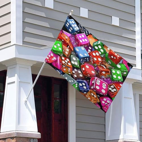 Heavy Duty Weather Resistant Polyester Flags 35x59 In, 4 Sizes Garden Flags for Outside, Games Dice Set Party Banner, Yard Decoration for Outdoor Patio, Entrance & Events - size: 35x59 Inch