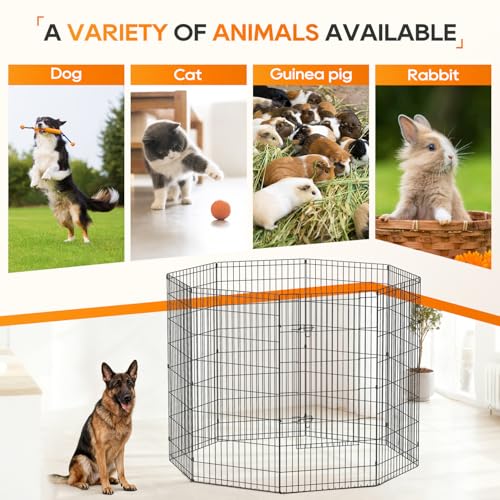 NChanmar Pet Dog Palypen Foldable Portable Metal Dog Fence Pet Exercise Pen Outdoor & Indoor Puppy Palypen Kennel 48 Inch Height 8 Panels w/Door for Camping Yard Lawn and BBQ, Black - size: 48 In