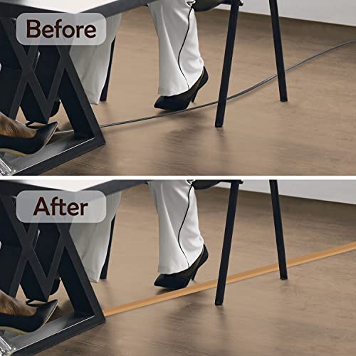 Rubber Bond Cord Cover Floor Cable Protector - Strong Self Adhesive Floor Cord Covers for Wires - Low Profile Extension Cord Covers for Floor & Wall - color: Brown - One Thick Cord, size: 4 Feet