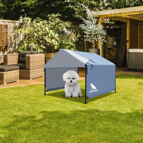 Dog Shade Shelter 2.5'x2.1'x2.1' for Small Dogs, Pet Outdoor Tent with Upgraded Doors, Outside Sun Rain Canopy Pet House for Dogs, Cats, Small Animals and Livestock, Navy Blue - style: Navy Blue-S
