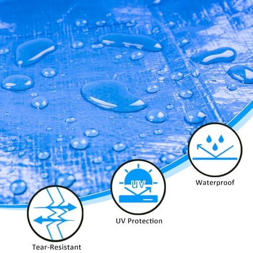 Heavy Duty Waterproof Tarp 6x6 FT, 6 Mil Thick Tarpaulin Cover with Reinforced Edges & Grommets - for Outdoor Camping, Roof, Boat, RV, Pool, Tent - Includes Utility Rope - color: Blue-orange, size: 6*6ft