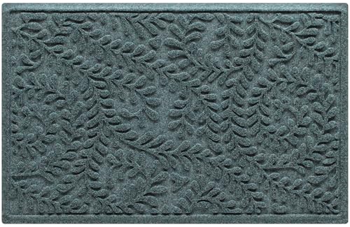 WaterHog Boxwood Front Door Mat Indoor Outdoor Entrance, Absorbent All-Weather Doormat with Non-Slip Rubber Backing, Dirt & Moisture Trapper, Low Profile & Easy Clean, Made in USA, 23"x36" Bluestone - color: Bluestone, size: Medium 23"x36" (2'x3')