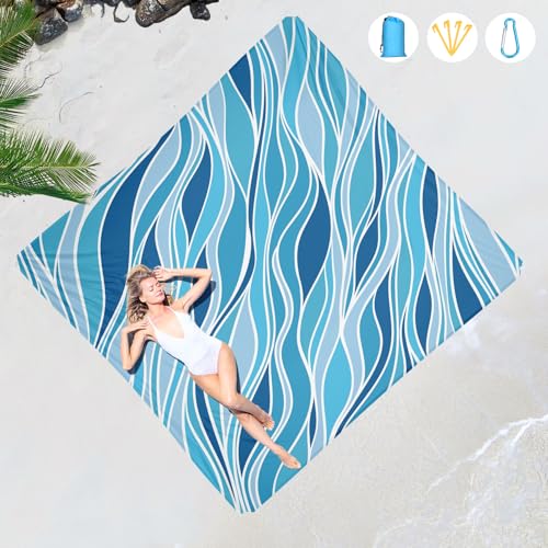Beach Blanket Waterproof Sandproof 1-7 Adult Oversized 78 '' × 81 '' Lightweight Durable Compact Sand Free Extra Large Beach Mat for Travel Camping Hiking Picnic - color: Wave, size: 78“x81”