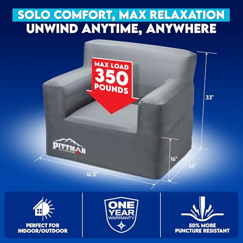 Pittman - Inflatable Furniture Set with Built in Pump for Outdoors & Indoors - Blow Up Couch Set has Heavy Duty Puncture Resistant Fabric for Inflatable Sectional Comfort & Durability if Camping - size: Complete Set