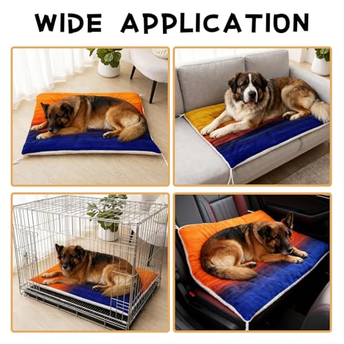Nttopship Dog Cat Bed Mat Ultra Soft Fluffy Pet Bed Washable Fashion Dog Crate Beds Comfy Comfy Pet Sleeping Pad Suitable for Pet Raised Bed(30"x26",Setting Sun) - color: Setting Sun, size: Medium