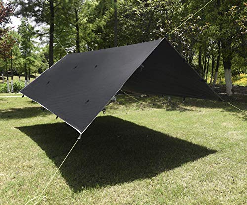 Gold Armour Rainfly Tarp Hammock, Premium 20ft x 14.3ft Rain Fly Cover, Waterproof Ultralight Camping Shelter Canopy - color: Black