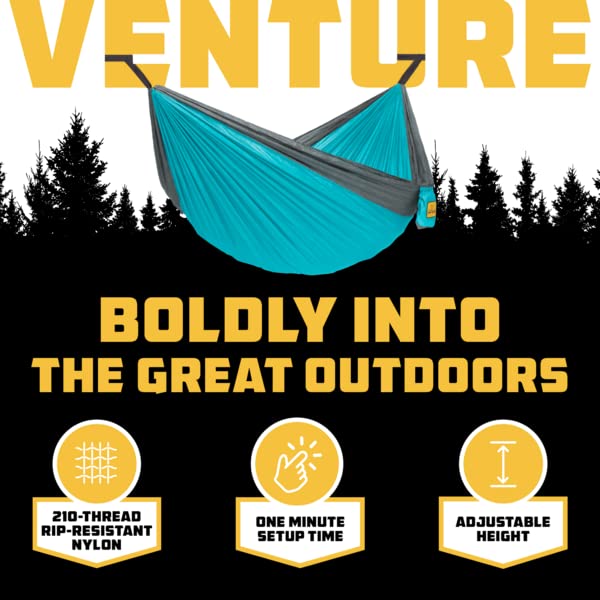 Wise Owl Outfitters Camping Hammock – 500lbs Portable Hammock with Tree Straps - Travel, Backpacking, Hiking, Outdoors Camping Gear - Single or Double - color: Blue & Grey, size: Double