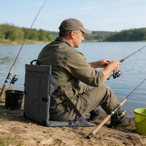 Folding Stadium Seat Cushion with Backrest, Portable Bleacher Pad for Camping, Fishing,15.8'' x 16.5'',Lightweight Chair with Backrest for Outdoor Sports and Concerts (Grey) - color: Grey