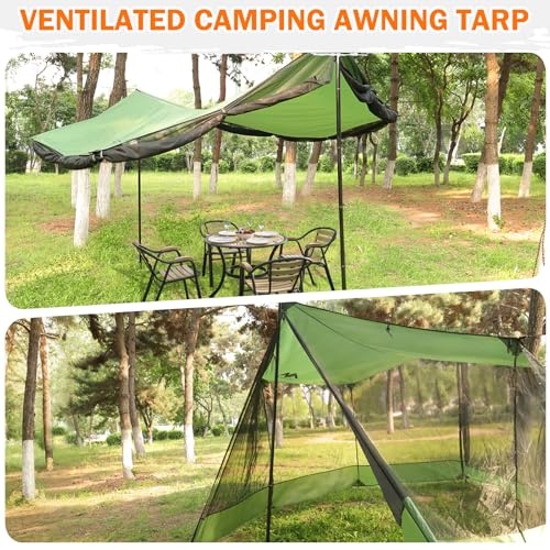 Screen House for Hammock with Tarp Poles, AYAMAYA Large Size 18 x 11 FT Camping Tarp with Mosquito Net, Portable Hammock Tent Rainfly with Bug Net for Picnics Backyards Backpacking Camping Beach