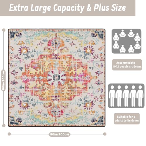 Picnic Blankets Waterproof Extra Large, 80"x 80" Outdoor Beach Blanket Sandproof Oversized Foldable Lightweight Portable 3-Layer Camping Mat for Parks,Hiking,Travel,Music Festival(Retro Turkish) - color: Retro Boho Brown, size: 6'8" x 6'8" (Square)