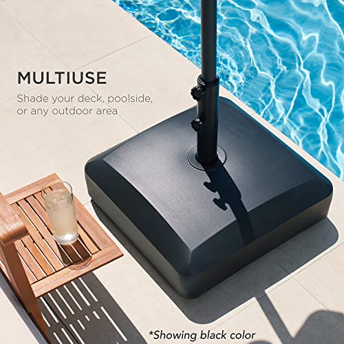 Best Choice Products 123lb Capacity Fillable Mobile Umbrella Base Heavy Duty Market Stand for Patio, Deck, Poolside w/ 4 Wheels, 2 Locks, 2 Knobs, Wind-Resistant Design - Bronze - color: Bronze