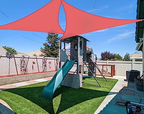 Coarbor 3' x 3' x 3' Sun Shade Sail Canopy Sunshade Outdoor Heavy Duty Triangle Fabric Cloth Screen for Patio Garden Yard Deck Pergola Canopy (Red) - color: Red, size: 3'x3'x3'