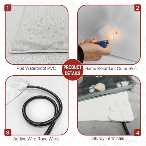 GOLOPET Cat Heating Pad Round 16in,Waterproof Outer Skin and Smart Thermostat Switch, Adjustable Heated Cat Bed, Adding Wire Rope Wires Small Dog Warming Pad-Black - size: 16.0"L x 16.0"W x 0.5"Th
