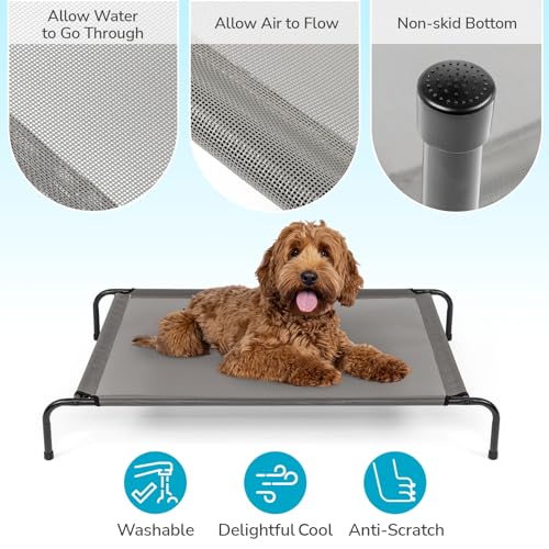 Cooling Elevated Dog Bed for Indoor and Outdoor,50" D x 31" W x 8" H (Gray) - color: Gray