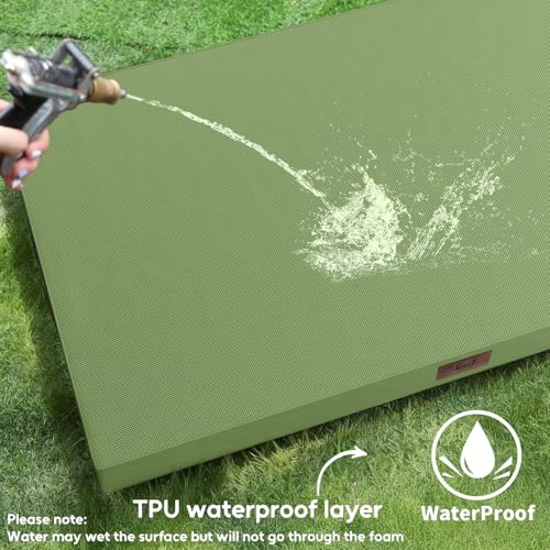 Outdoor Dog Bed for Small Dogs & Cats, Waterproof Dog Crate Mat Orthopedic Egg Crate Foam with Washable Removable Oxford Cover, Light Green - color: Light Green, size: 23.0"L x 17.0"W x 2.5"Th