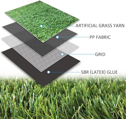 Petgrow Realistic Artificial Grass Turf -5FTX18FT(90 Square FT)- 1.38 Inch Thick Fake Faux Grass Pet Dog Mat Pad - Astroturf Synthetic Grass Drain Holes Indoor Outdoor Garden Landscape Balcony - color: 5 Ft, size: 5 x 18 Feet