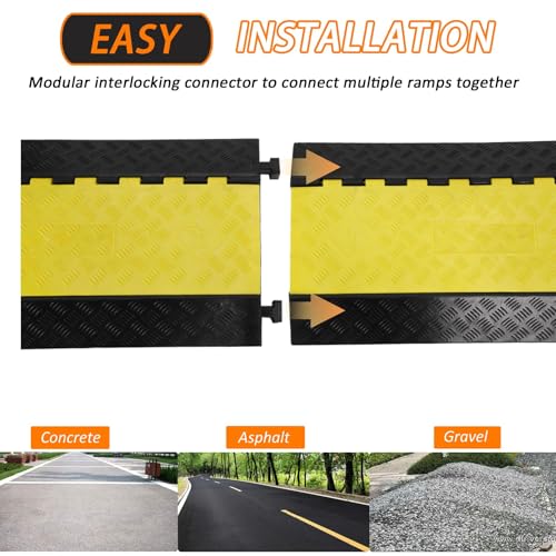 3 Channel Rubber Cable Protector Ramps, Heavy Duty 22000 Lbs Load Capacity Cord Cover, Cable Wire Cord Cover Ramp, Speed Bump, Driveway Hose Cable Ramp Protective Cover - size: 94.5×50×8cm-4 Large Channel