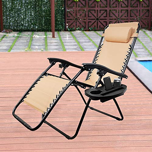 C-CHAIN Zero Gravity Chair Tray - Cup Holder for Fold Lounge Chairs, Zero Gravity Lounge Chairs Universal Clip with Mobile Device Slot, Snack Tray, and Water Cups Tray (Large, 2 pcs) - color: Large, size: 2 pcs