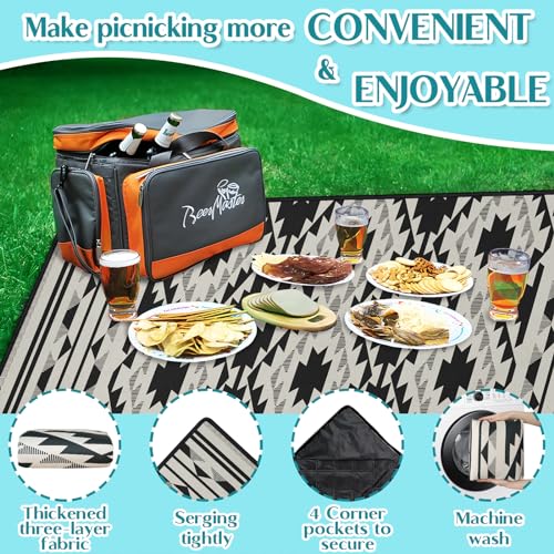 Boho Picnic Blankets Waterproof Foldable, 80″X80″ Tribal Large Picnic Mat Outdoor Blanket for Grass, Thick Beach Blanket Sandproof Picnic Accessories for Camping Party Park Patio Hiking - color: A02, size: 6'8" X 6'8" (Square)