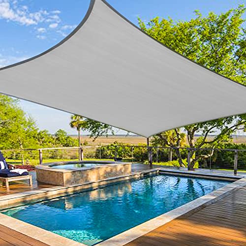 Amagenix Sun Shade Sail 08'X14' Rectangle Light Grey Heavy Duty UV Protection Breathable Canopy for Patio Lawn Garden Outdoor Use