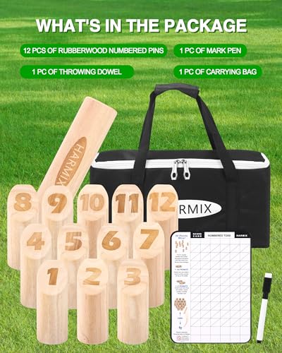 Wooden Tossing Game Set | Wooden Block Throwing Game with Carry Bag | Viking Outdoor Games for Yard, Garden, Lawn – Ideal for Kids, Teens, Adults & Family