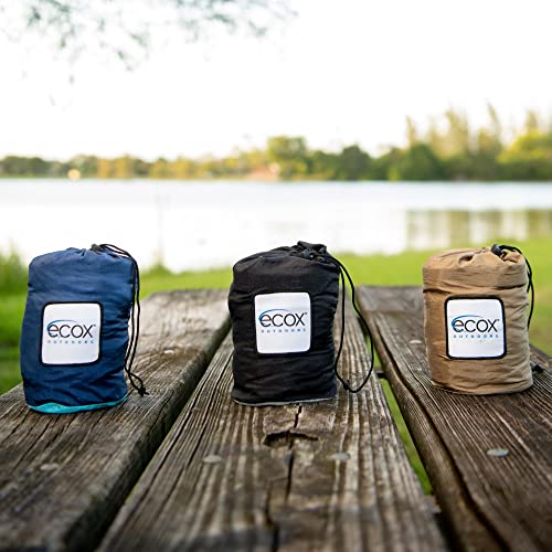 ecox Outdoors Parachute Hammock Single with 2 Tree Straps, Portable Lightweight Nylon Comfortable for Backpacking, Camping, Travel, Beach, Backyard, Patio, Hiking - color: Green-brown