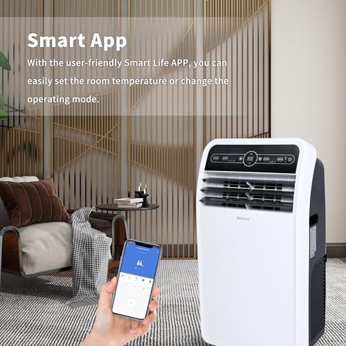 Shinco 10,000 BTU Portable Air Conditioner, Portable AC Unit with Built-in Cool, Dehumidifier & Fan Modes for Room up to 400 sq.ft, RC, Wi-Fi Enabled, 24 Hour Timer, Window Kit - color: SPF1-White-WIFI, size: 10000 BTU