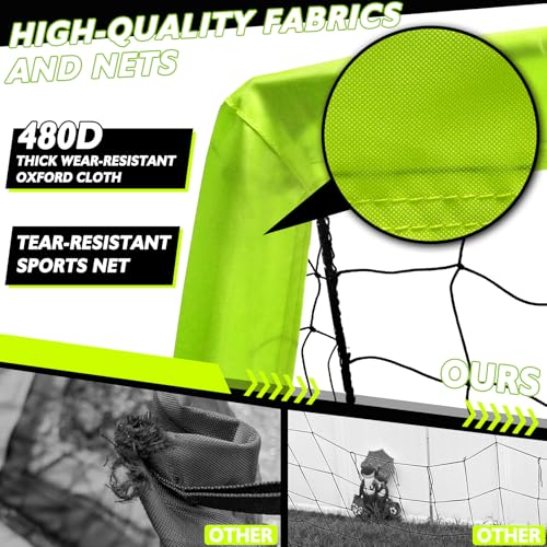 2 of 5×3 6x4 9x5 FT Portable Kids Soccer Goals Set, Foldable Soccer Practice Nets for Backyard with Carrying Bag for Toddler Youth Pop Up Soccer Training Equipment Indoor Outdoor Sports Game Gift - color: Optic Green, style: 6x4FT