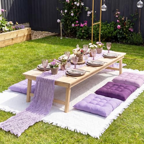 Extra Large Outdoor Picnic Blanket with Table Runner and Floor Pillow Cushion for Picnic Wedding Birthday Baby Shower Backyard(91 x 71'',Purple,6-Person) - color: Purple