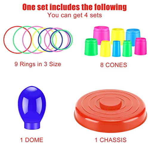 76 Pcs 4 Sets 18 Inch Plastic Ring Toss Game for Kids Colorful Tossing and Active Play Set Travel Ring Toss Quoits Toy Portable Carnival Games Indoor Outdoor Birthday Party Halloween Playground