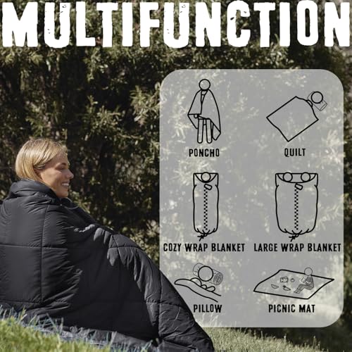 3M Thinsulate Insulation Puffy Camping Blanket for Cold Weather, Queen Size Warm Camping Quilt with Zipper, Waterproof Outdoor Sleeping Bag for Hammock, Cozy & Versatile Gift for Men and Women - color: Black