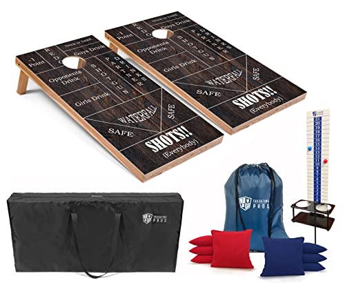 Tailgating Pros Cornhole Boards - 4'x2' Regulation Boards w/Carrying Case, Score Keeper, & Set of 8 Corn Filled Bags w/Tote - size: 4'x2' Boards, style: Drinking Game